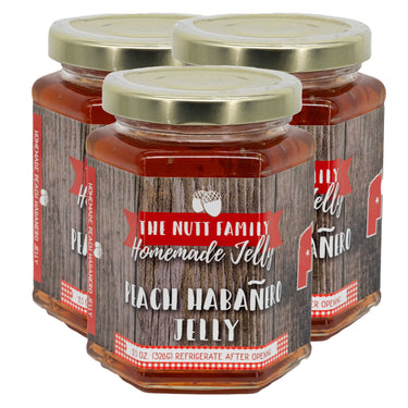Peach Habanero Jelly | 11.5 oz. Jar | Pack of 3 | Fresh Peaches With A Kick | Spicy Fruit Spread | Made in Ravenna, NE | Nutt Family Jams and Jellies